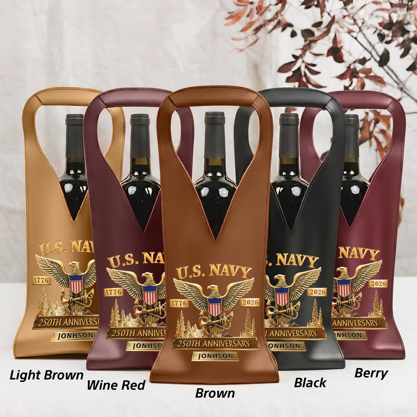 Custom US Navy 250th Wine Bag THNT6140404