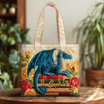 Personalized Dragon Book Quilted Tote Bag QFNT5250803