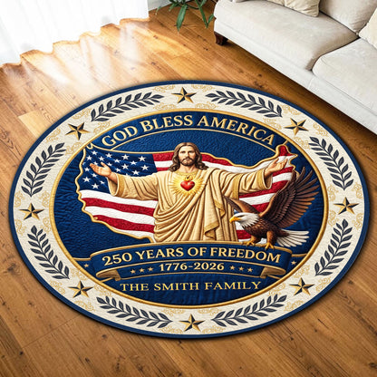 Personalized United State 250th Anniversary Quilt Round Mat UKND6140402