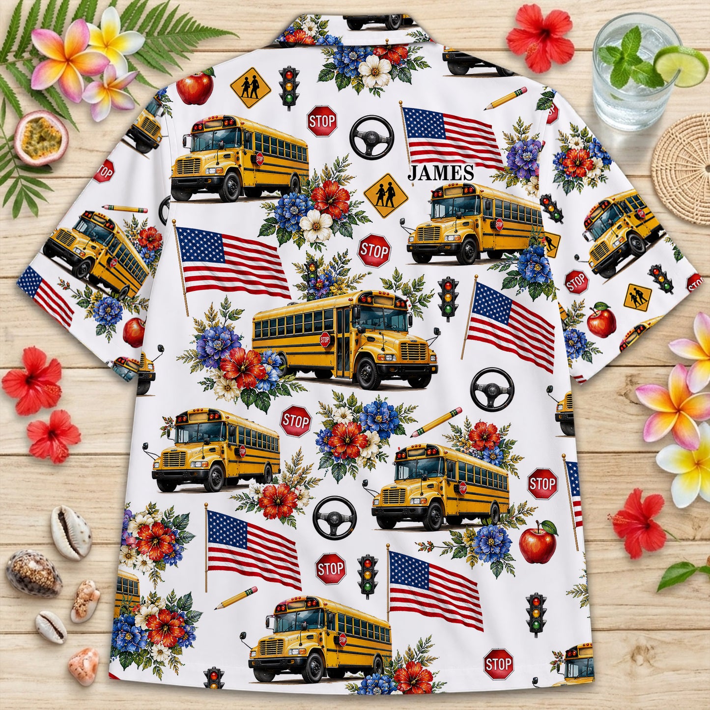 Personalized School Bus 250th Hawaiian Shirt NPND6260601