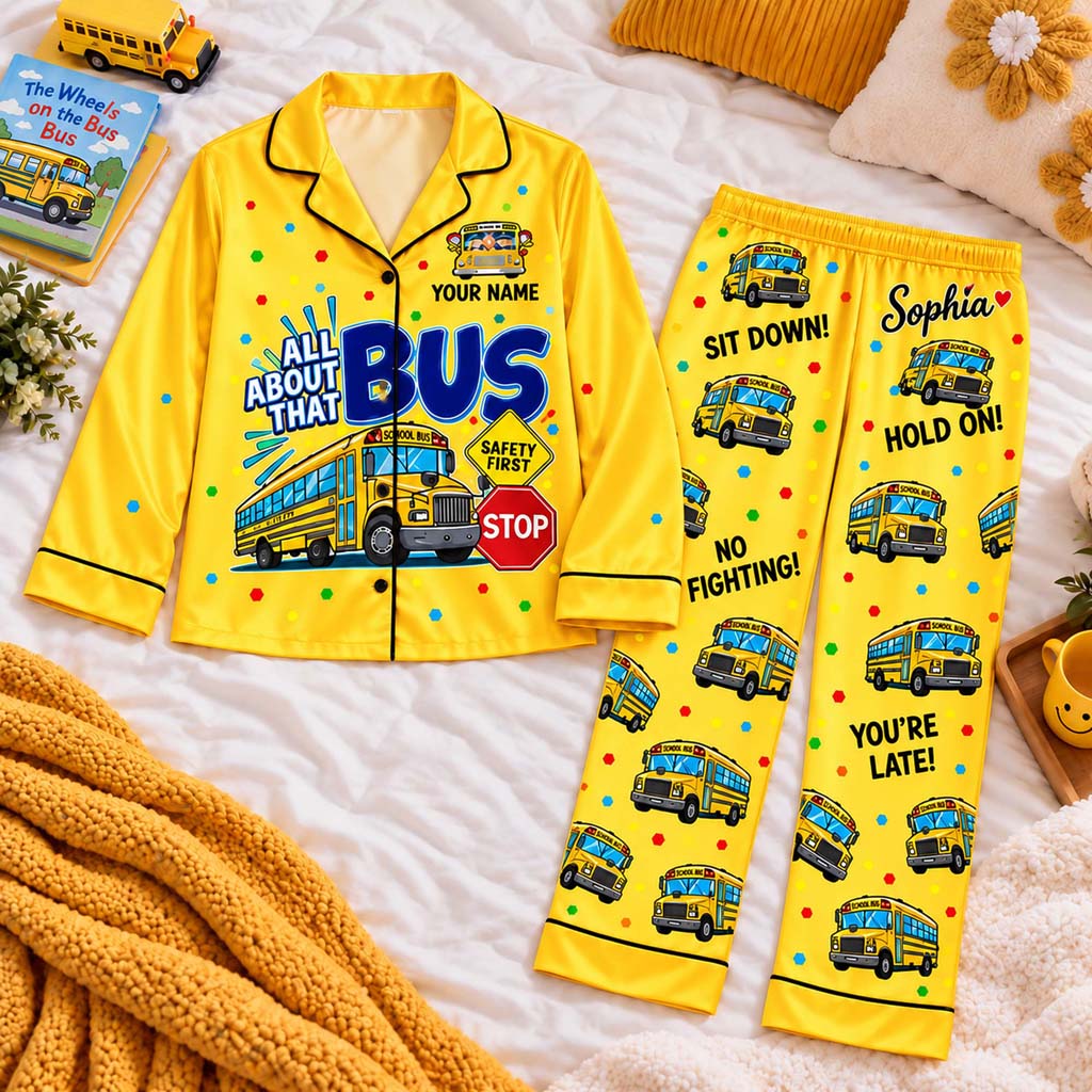 Personalized School Bus Driver Satin Pajama Set UKHM6201007