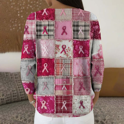 Breast Cancer Buttoned Cardigan Sweater QFTD5111001