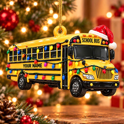 Personalized School Bus 3D Relief Acrylic Ornament, 3D Ornament Gift for School Bus Drive UKHM6211005