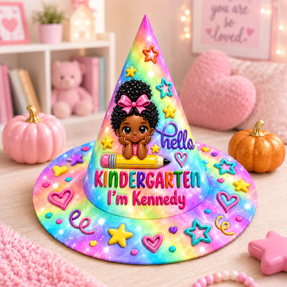 Personalized Back To School Witch Hat, Black Girl Witch Hat For Kid UKND6100911