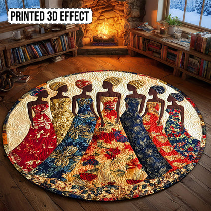 African Black Women Round Mat, Black Woman Rug UKNT5231006