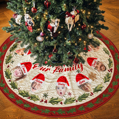 Funny Face Cutout Family - Personalized Family Tree Skirt QFHH5081003