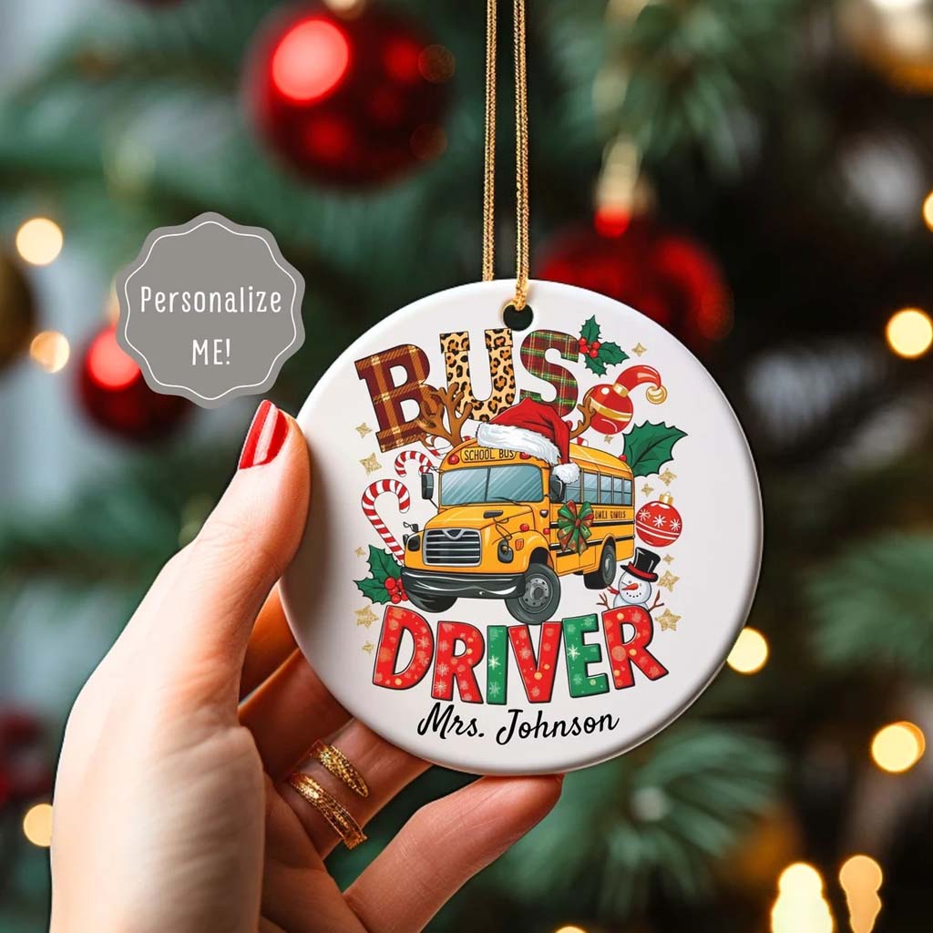 Personalized School Bus Driver Ceramic Ornament UKHM6080904