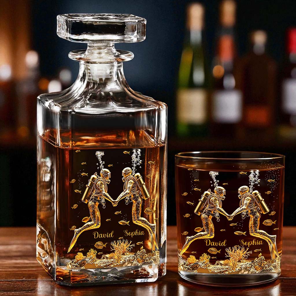 Custom Couples Scuba Diving Whiskey Decanter Set UKHM5171001