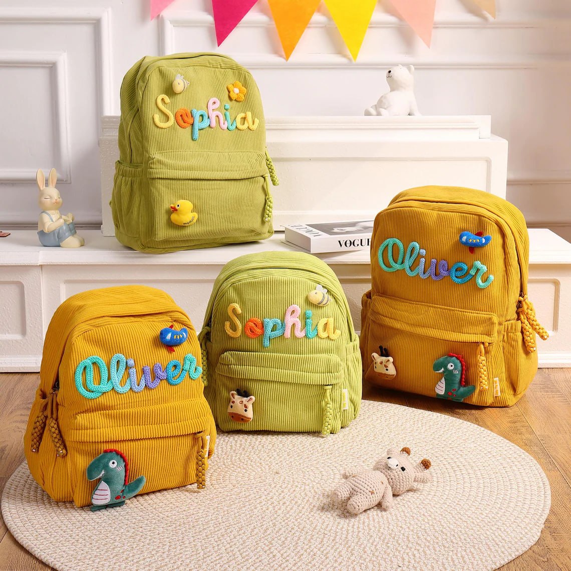 Personalized Kids Corduroy Backpack, Children's School Bag UKTD6260601