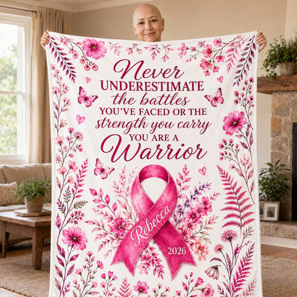 Personalized Breast Cancer Fleece Blanket QFTD6150802