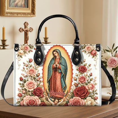 Custom Catholic Virgin Mary And Rose Handbag And Wallet, Our Lady of Guadalupe Gift PMTD6240605