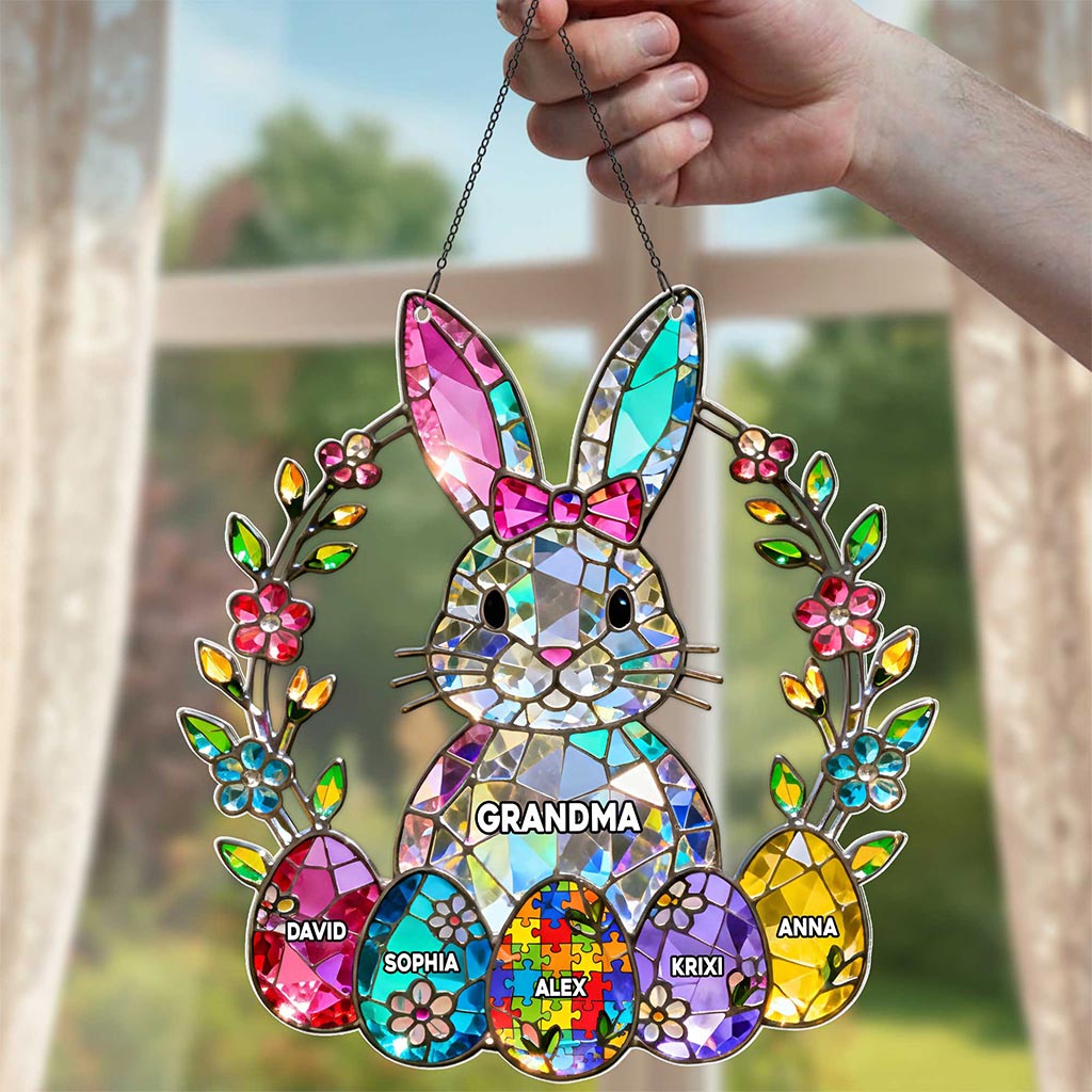 Custom Autism Family Grandma Mom Easter Acrylic Suncatcher Hanger Window THHA6020303