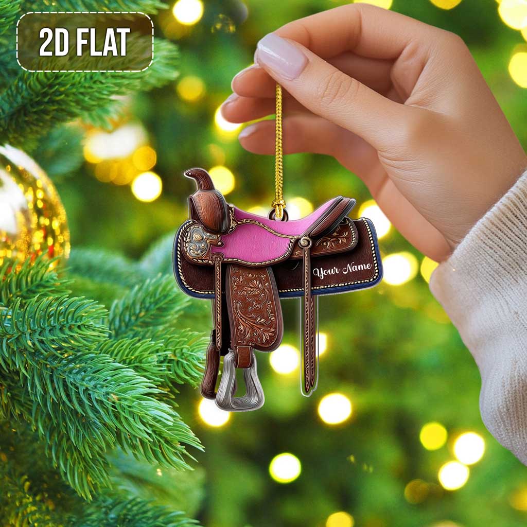 Custom Horse Saddle Christmas Ornament, Personalized Flat Ornament for Cowboy Cowgirl, Horse Racing Ornament, Cowboy Christmas Ornaments THTD5170903
