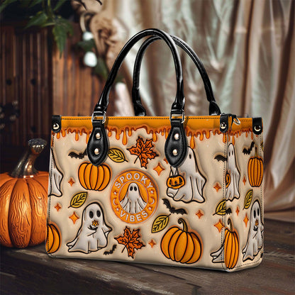 Spooky Vibe Print 3D Inflated Leather Handbag, Halloween Gift QFTO4240703
