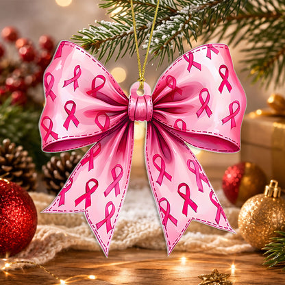 Bow Breast Cancer Acrylic Ornament UKND6090910
