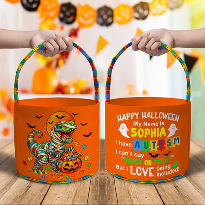 Personalized Dinosaur Autism Trick Or Treat Candy Bag QFNT5130901