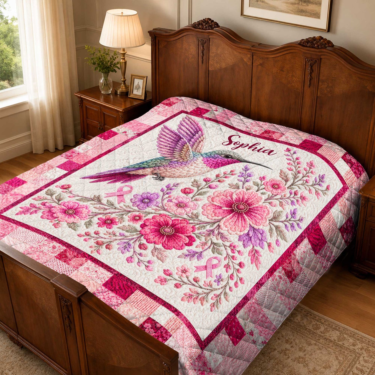 Custom Breast Cancer Quilt Blanket UKHA6050801
