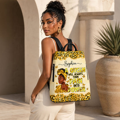 Personalized Black Women Leather PU Backpack QFND6210501