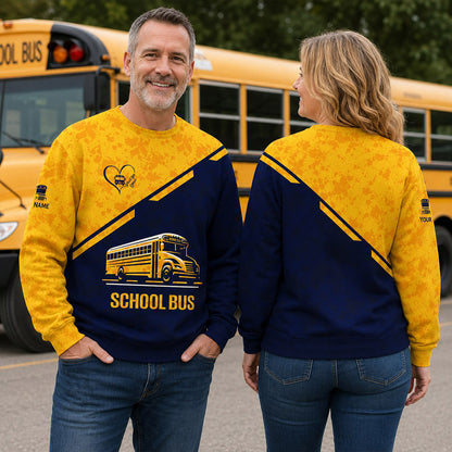 Custom School Bus Zipper Hoodie School Bus Driver Zipper Hoodie Golden School Bus 3D Zipper Hoodie UKND6270711