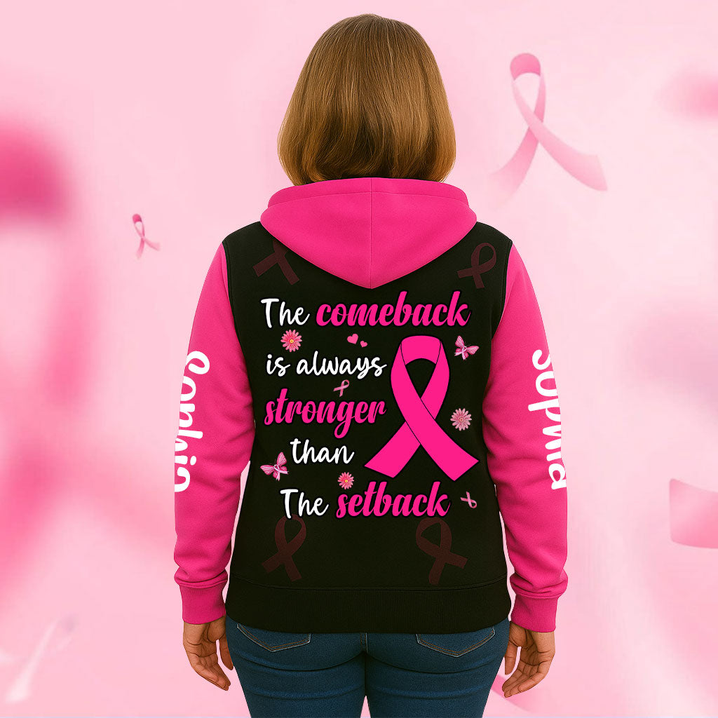 Custom Name Breast Cancer 3D Zip Hoodie UKHA5190902