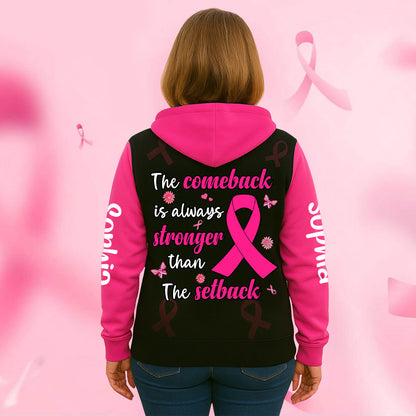 Custom Name Breast Cancer 3D Zip Hoodie UKHA5190902
