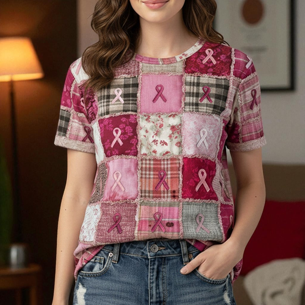 Breast Cancer Patchwork Shirt NPNT5130902