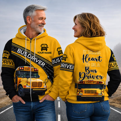 Personalized Name School Bus Driver, It Takes Heart To Be A Bus Driver NPNT4240704