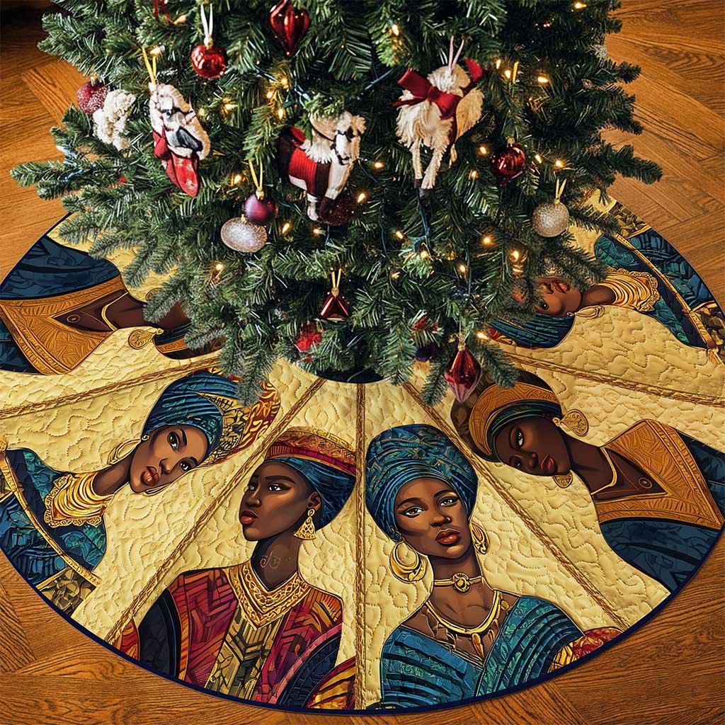 Black Women Christmas Tree Skirt QFND5221006