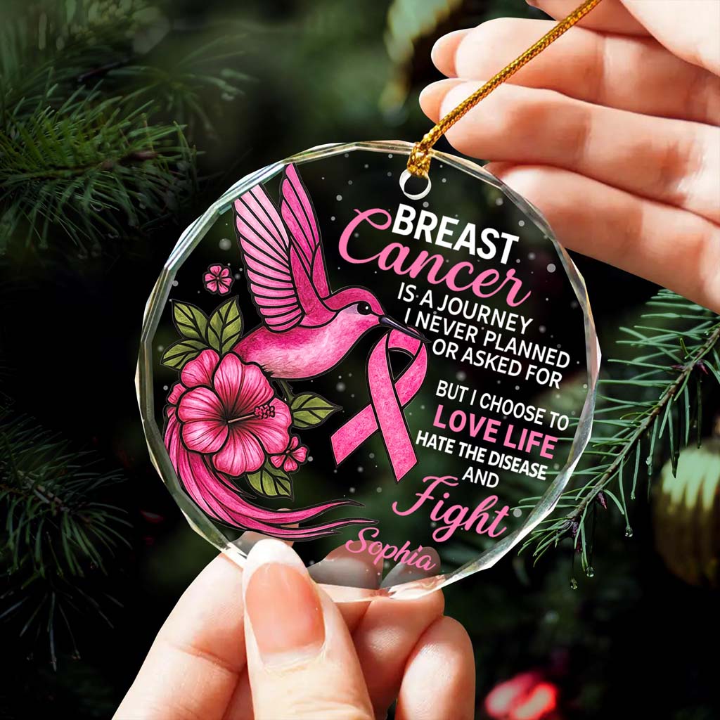 Personalized Breast Cancer Glass Ornament UKHM5230603
