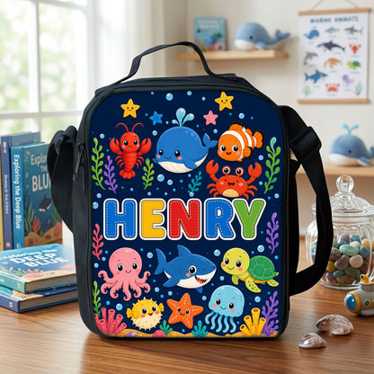 Custom Name Back To School Sea Animals Backpack for Kids PMND6300603