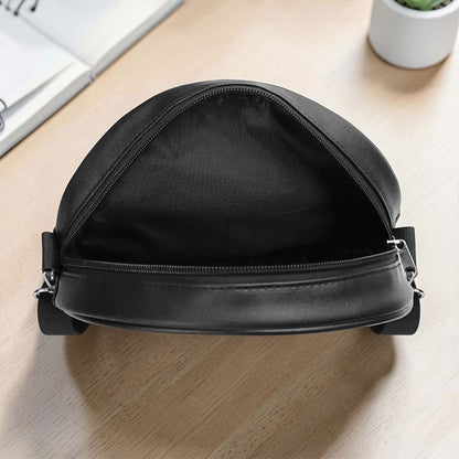 Custom Black Women Leather Round Crossbody Bags THUU6040301