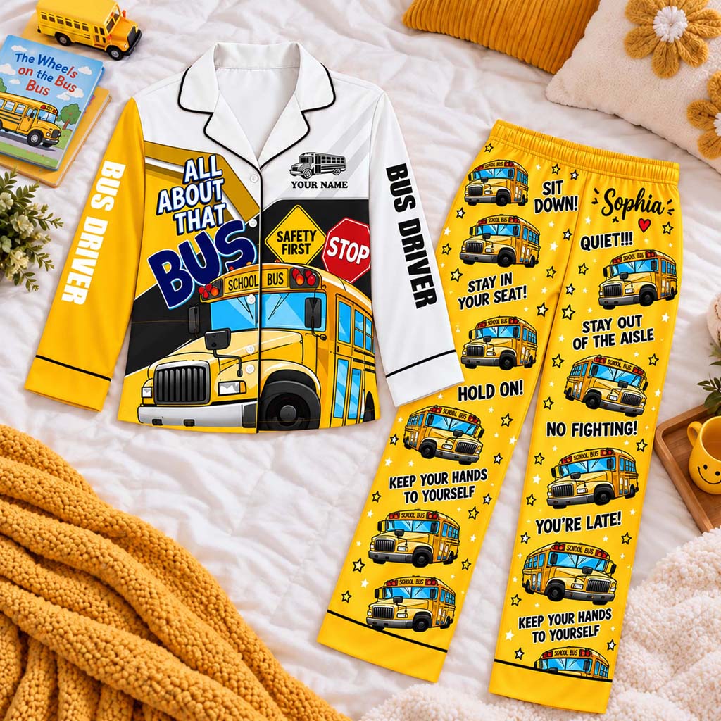 Personalized School Bus Driver Satin Pajama Set UKHM6201009