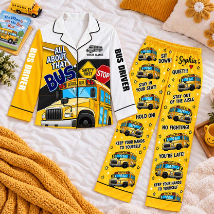 Personalized School Bus Driver Satin Pajama Set UKHM6201009