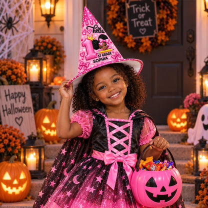 Personalized Back To School Witch Hat, Black Girl Witch Hat For Kid UKND6100910
