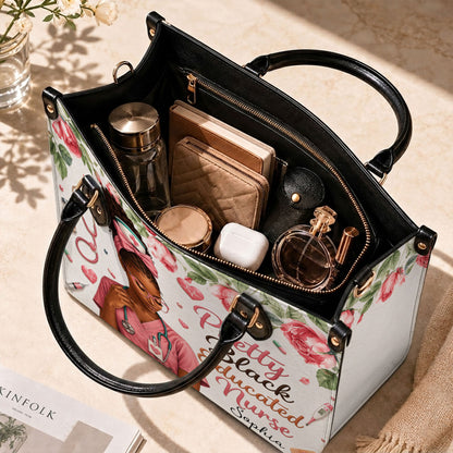 Personalized Black Nurse Woman Leather Handbag UKND6040605