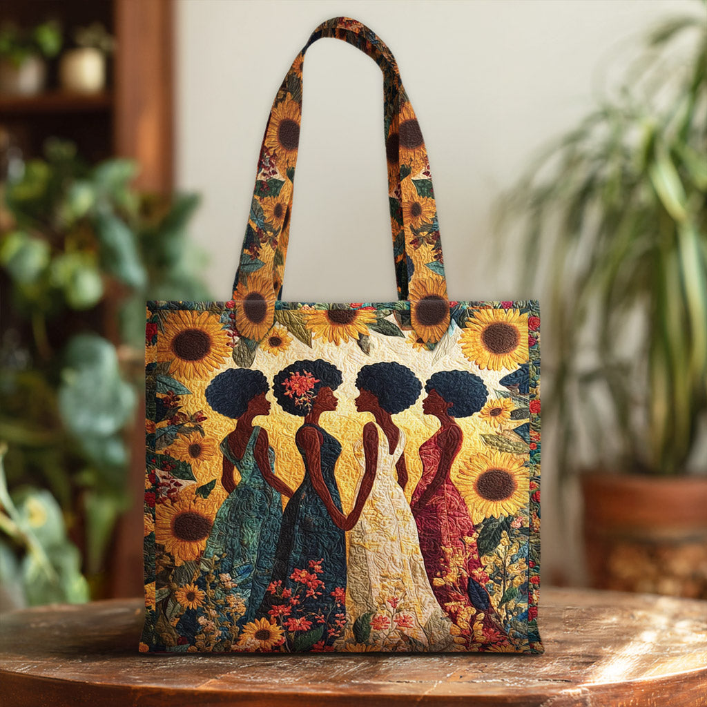 Personalized Black Women Quilted Tote Bag QFNT5250804