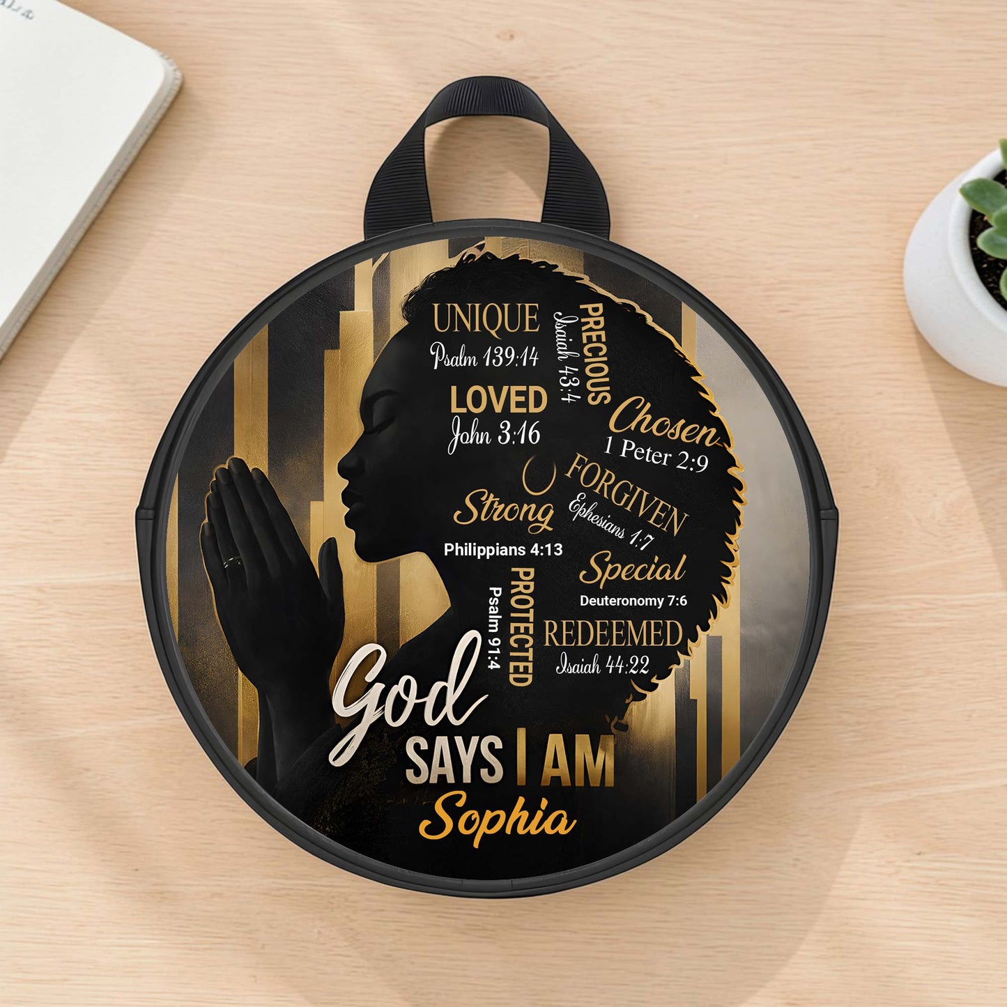 Custom God Says I Am Afro Girl  Round Crossbody Bags THUU6110301