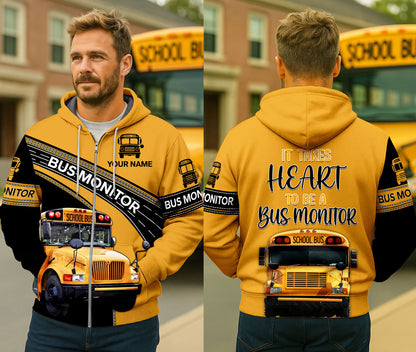 Personalized Name School Bus Monitor, It Takes Heart To Be A Bus Monitor NPNT6200805