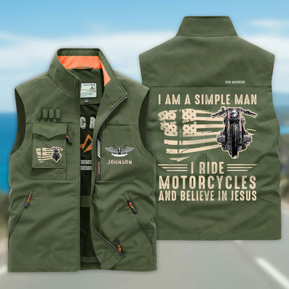(CHECK SIZE CHART) Personalized Motorcycle Multi-Pocket Vest UKND6220402