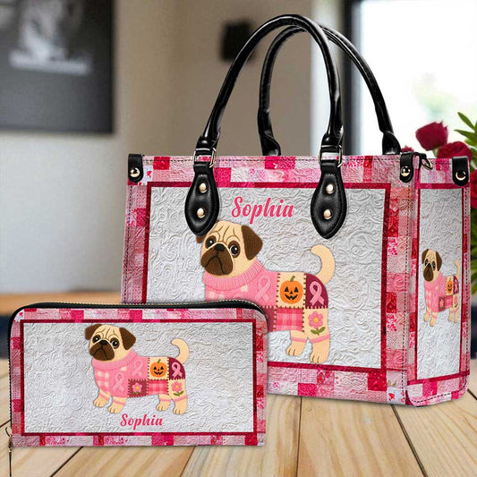 Personalized Dog Breast Cancer Leather Handbag UKTZ5280803