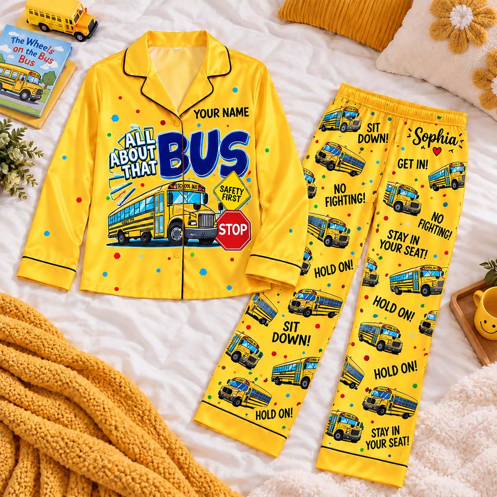Personalized School Bus Driver Satin Pajama Set UKHM6201006