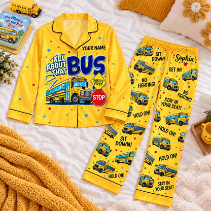 Personalized School Bus Driver Satin Pajama Set UKHM6201006