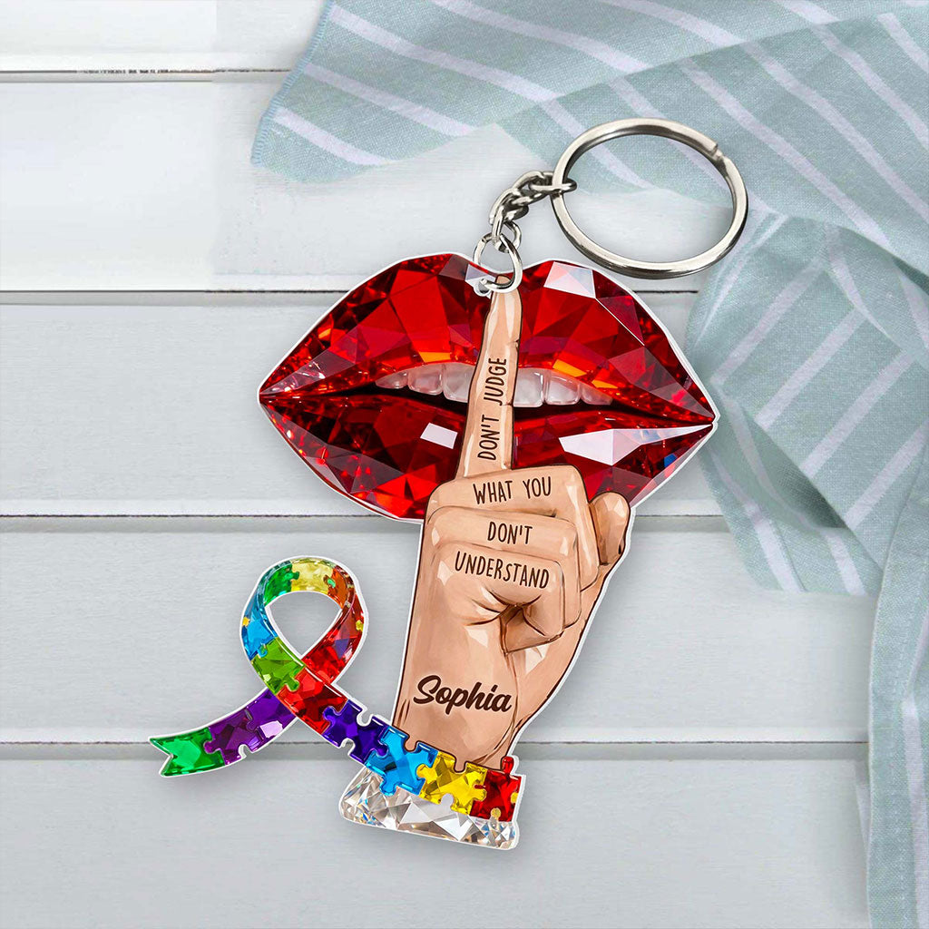 Custom Faux Crystal Autism Acrylic Keychain THHA6100403