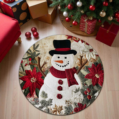 Snowman Christmas Round 3D Printed Rug UKPY5011001