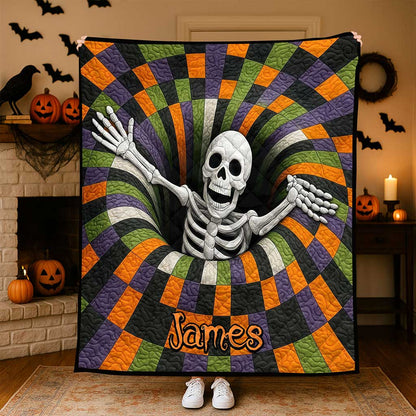 Custom Skeleton Halloween Quilted Blanket UKND5011003
