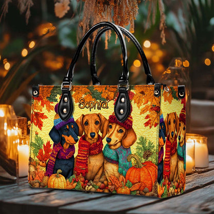 Custom Dachshund Halloween Leather Handbag And Wallet UKHM5090902