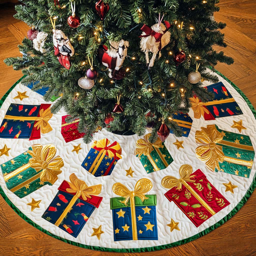 Christmas Tree Skirt with Colorful Gift Box QFHM5281003