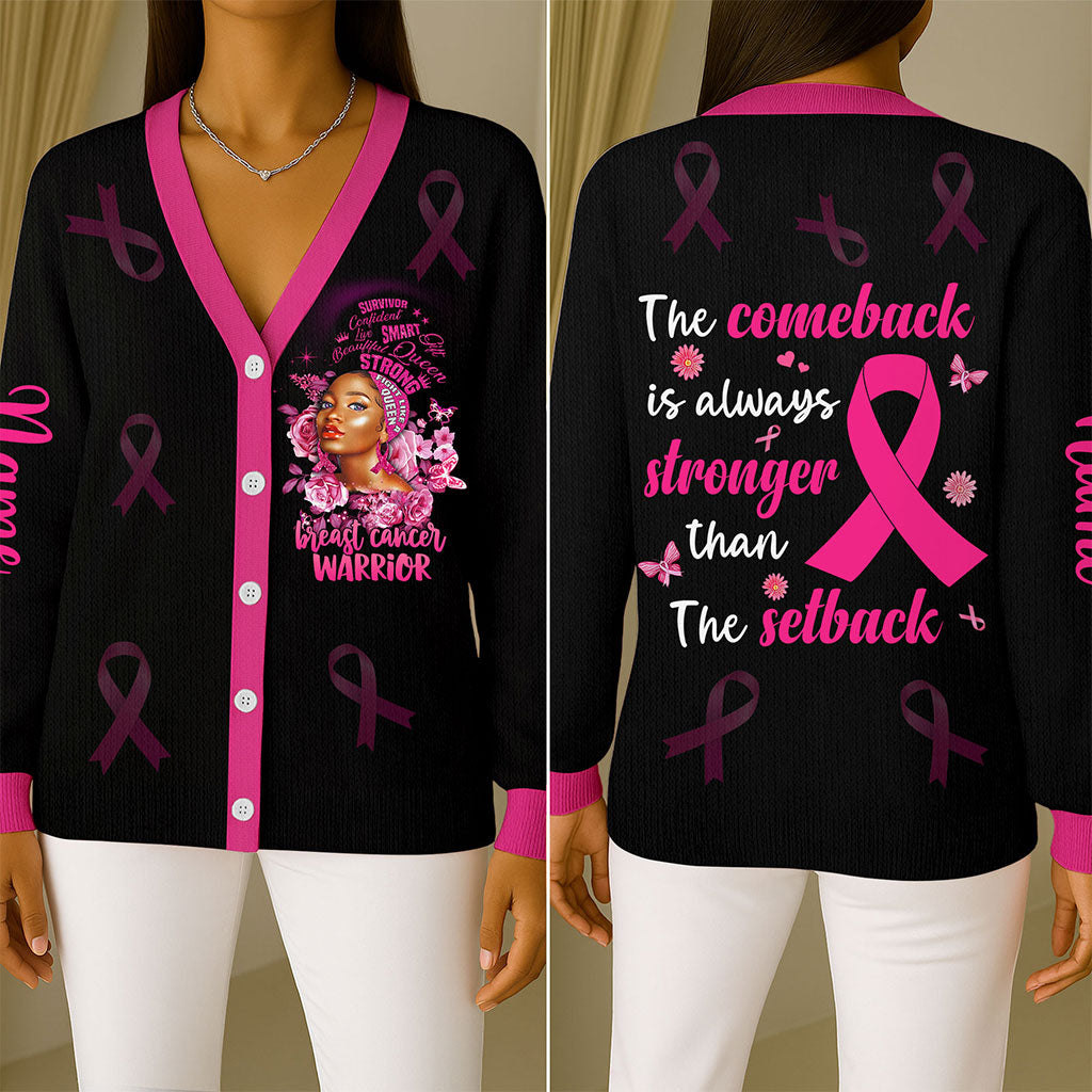 Custom Breast Cancer Knitted Cardigan UKTO5101002