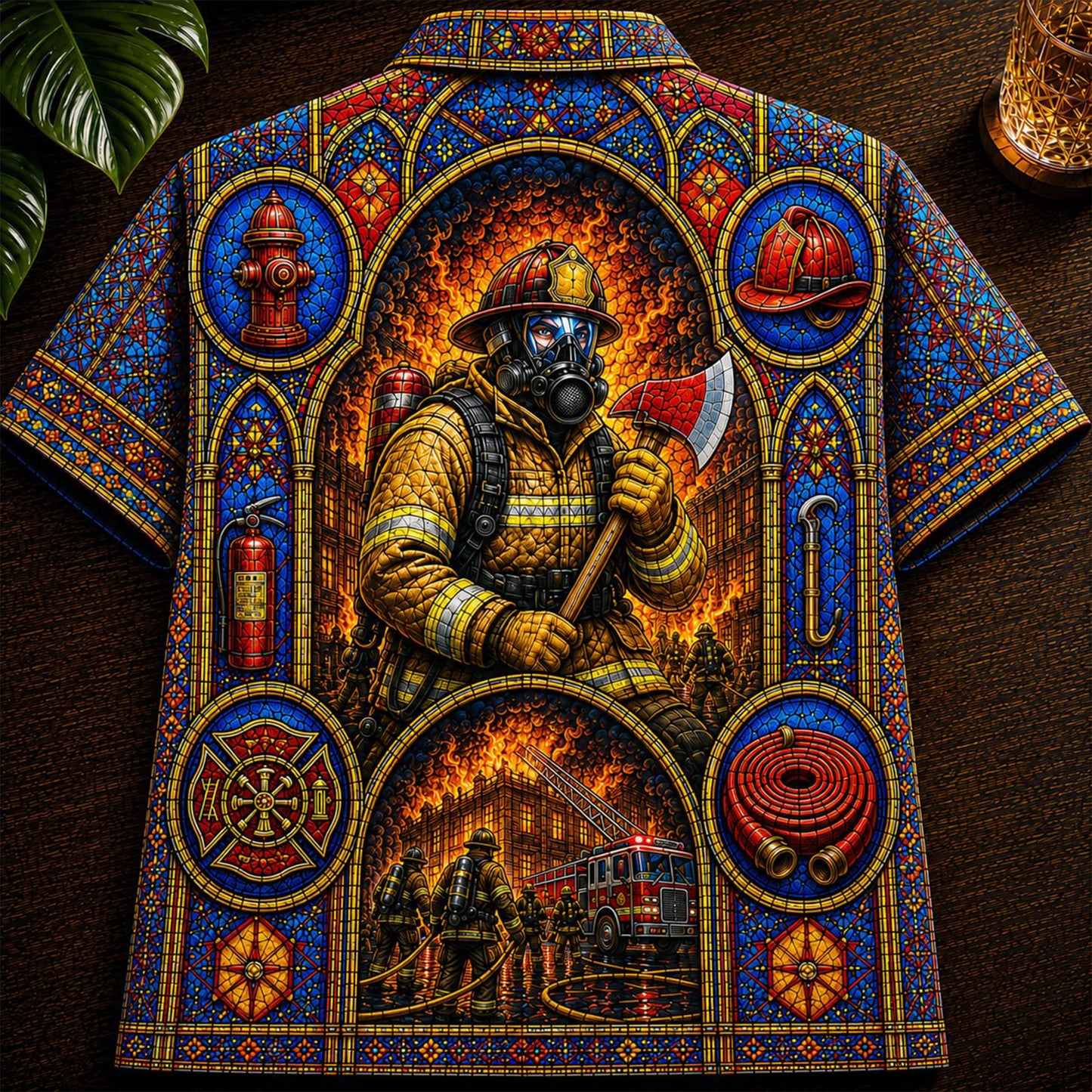 Firefighter Stained Glass Hawaiian Shirt UKNT6240603