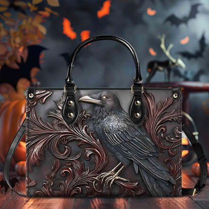 Goth Crow Pu Leather Handbag, Gothic Raven Bags QFPY5260803